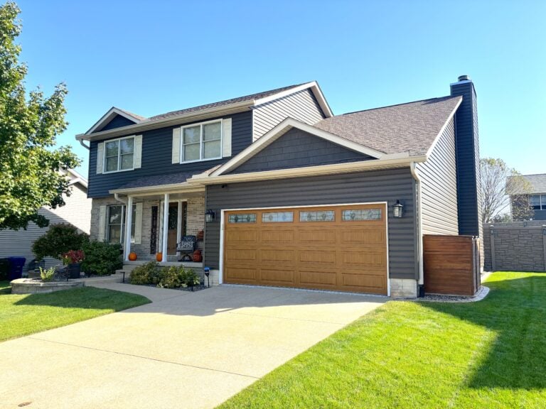 Completed residential roof installation by roofing contractor Davenport